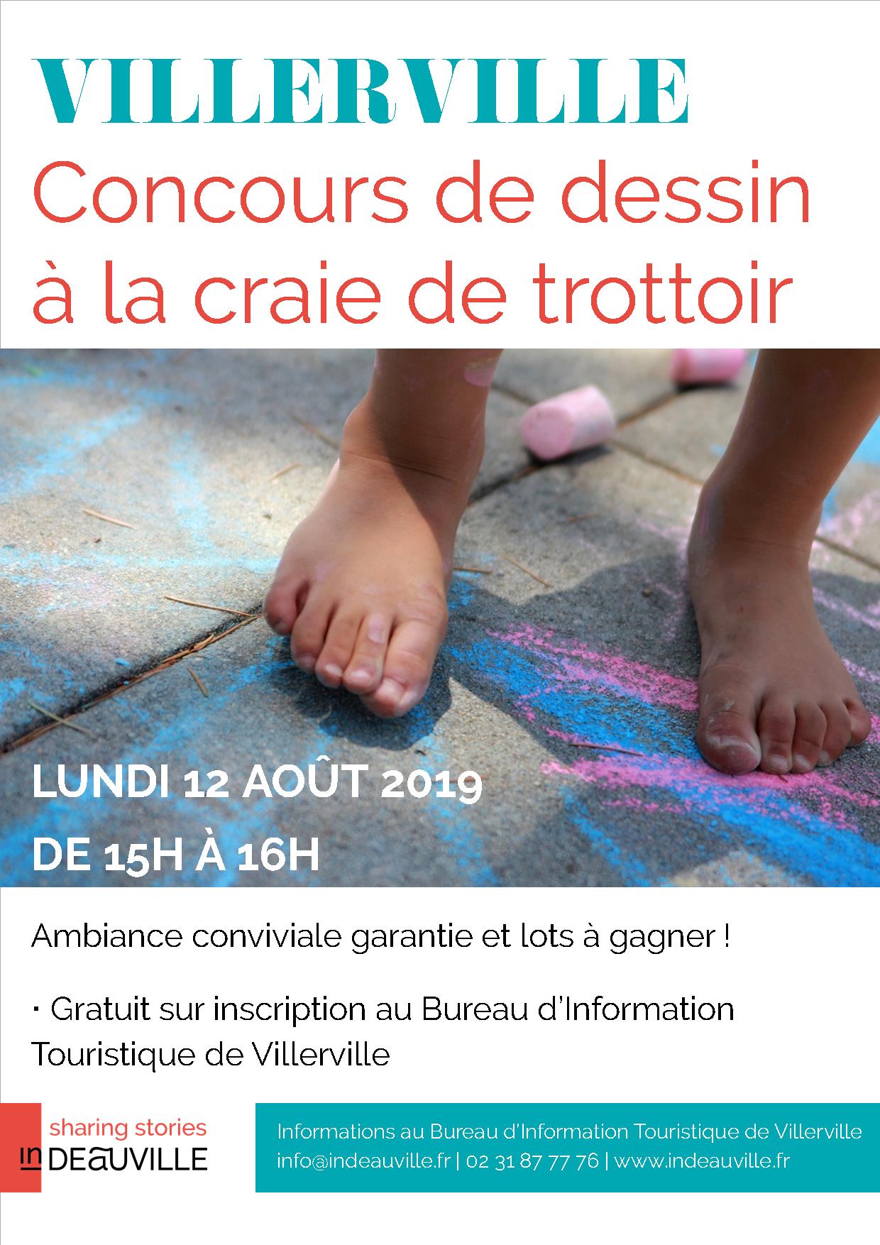 Affiche concours de dessin a la craie 12 aout 2019 villerville