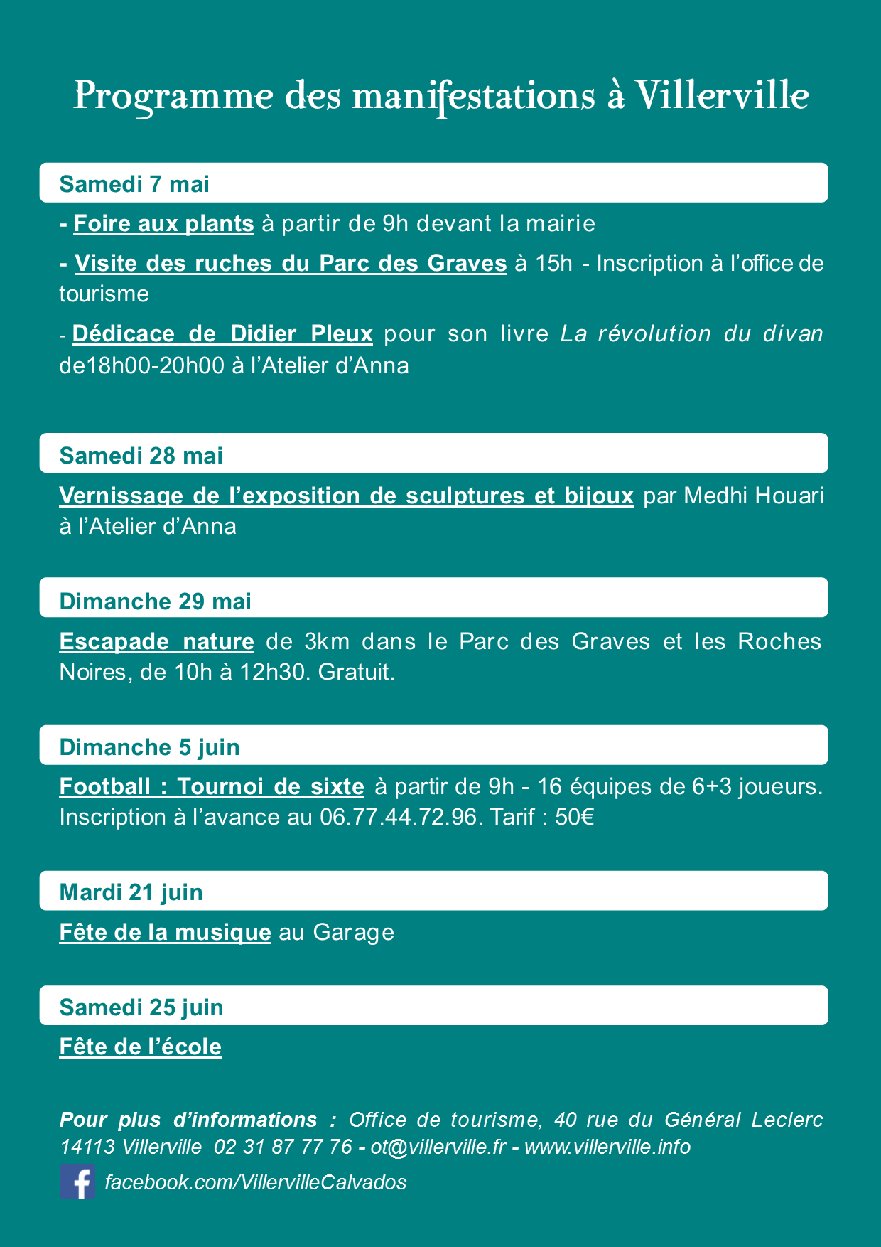 Programme manifestations mai juin